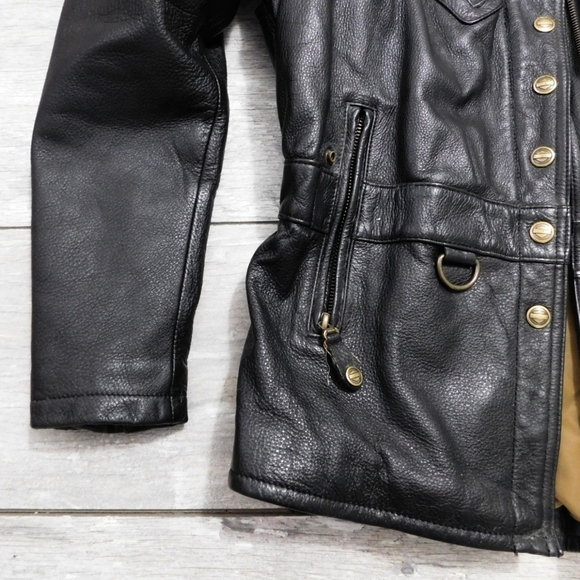 Harley-Davidson Womens Black 100% Leather Zip Snap Front Lined Jacket Size Small - Picture 7 of 7